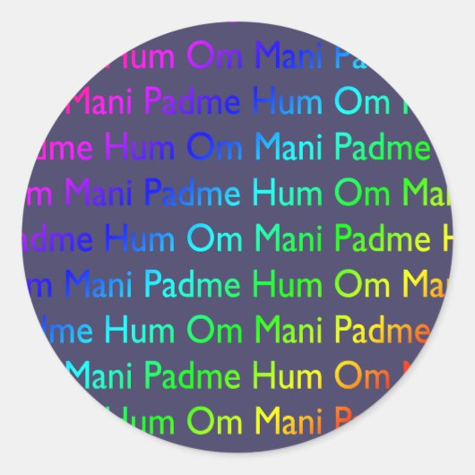 Rainbow Om Mani Padme Hum op Paars Ronde Sticker (Voorkant)