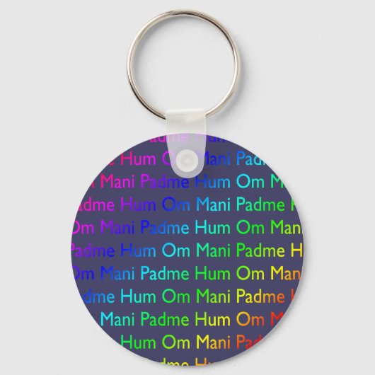 Rainbow Om Mani Padme Hum op Paars Sleutelhanger (Voorkant)
