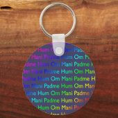 Rainbow Om Mani Padme Hum op Paars Sleutelhanger (Voorkant)