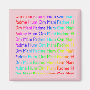 Rainbow Om Mani Padme Hum (op roze) Magneet