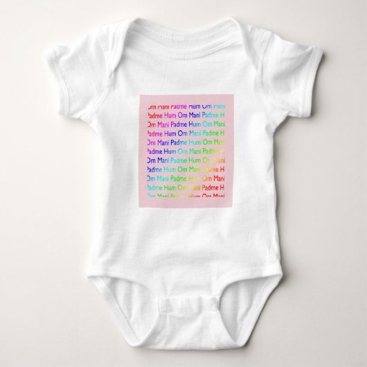 Rainbow Om Mani Padme Hum (op roze) Romper (Voorkant)