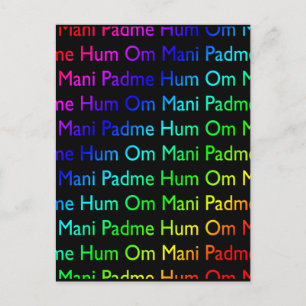 Rainbow Om Mani Padme Hum (op zwart) Briefkaart