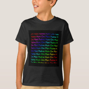 Rainbow Om Mani Padme Hum (op zwart) T-shirt
