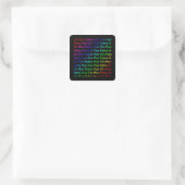 Rainbow Om Mani Padme Hum (op zwart) Vierkante Sticker (Tas)