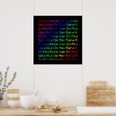 Rainbow Om Mani Padme Hum op zwarte afdruk Poster (Keuken)