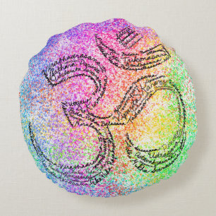 Rainbow Om Meditation Cushion Sierkussen Rond Kussen