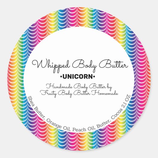 Rainbow Ombre Body Butter Bad Branding Verpakking Ronde Sticker (Voorkant)