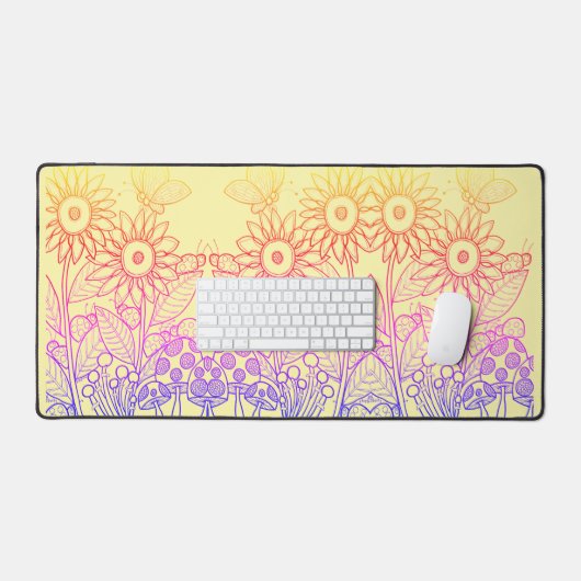 Rainbow Ombre Butterfly & Ladybugs Bureaumat (Keyboard & Muis)