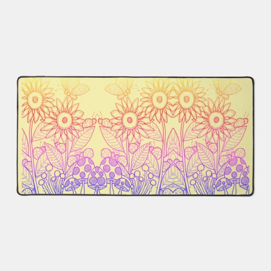 Rainbow Ombre Butterfly & Ladybugs Bureaumat (Voorkant)