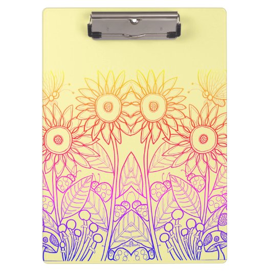 Rainbow Ombre Butterfly & Ladybugs Klembord (Voorkant)