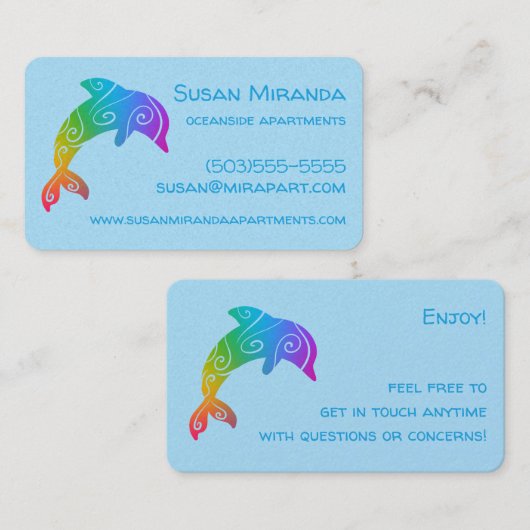 Rainbow Ombre Dolphin Visitekaartje (Voorkant / Achterkant)