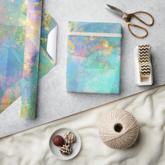 Rainbow Ombre en Gold Fire Opal Pattern Cadeaupapier (Crafts)