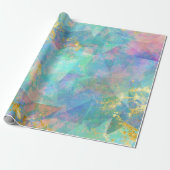 Rainbow Ombre en Gold Fire Opal Pattern Cadeaupapier (Uitgerold)