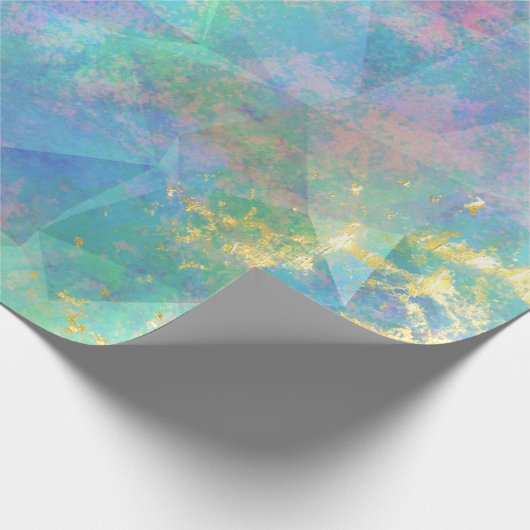 Rainbow Ombre en Gold Fire Opal Pattern Cadeaupapier (Hoek)