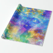 Rainbow Ombre en Gold Fire Opal Pattern Cadeaupapier (Uitgerold)