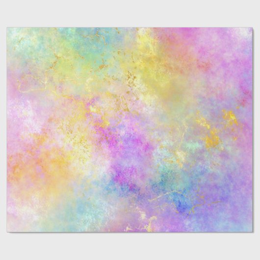 Rainbow Ombre en Gold Fire Opal Pattern Cadeaupapier (Vlak)