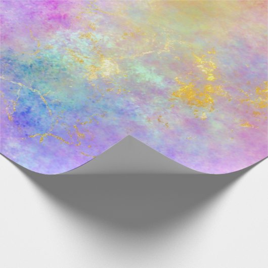 Rainbow Ombre en Gold Fire Opal Pattern Cadeaupapier (Hoek)