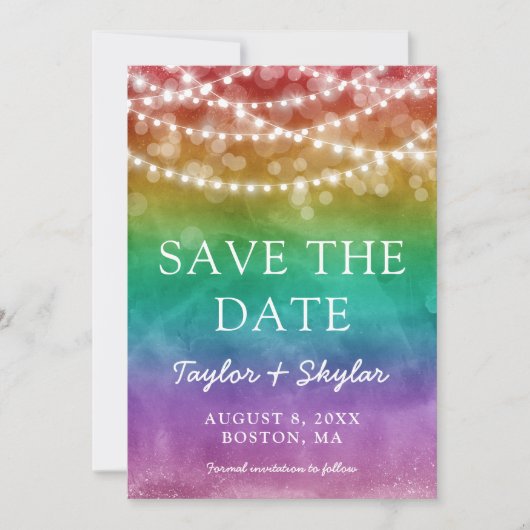 Rainbow Ombre Gay Wedding Save the Date (Voorkant)