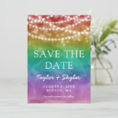 Rainbow Ombre Gay Wedding Save the Date (Staand voorkant)
