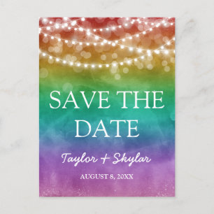 Rainbow Ombre Gay Wedding Save the Date Briefkaart