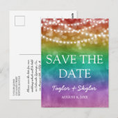 Rainbow Ombre Gay Wedding Save the Date Briefkaart (Voorkant / Achterkant)