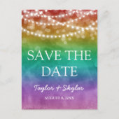 Rainbow Ombre Gay Wedding Save the Date Briefkaart (Voorkant)