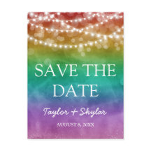 Rainbow Ombre Gay Wedding Save the Date