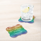 Rainbow Ombre Gay Wedding Save the Date Kartonnen Onderzetters (Insitu)