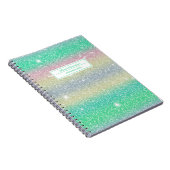 Rainbow Ombre Glitter Naam en onderwerp Notitieboek (Rechterzijde)