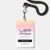Rainbow Ombre Glitter VIP Pass Uitnodiging Badge (Voorzijde met lanyard)