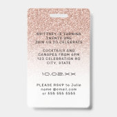 Rainbow Ombre Glitter VIP Pass Uitnodiging Badge (Achterkant)