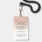 Rainbow Ombre Glitter VIP Pass Uitnodiging Badge (Achterkant met lanyard)