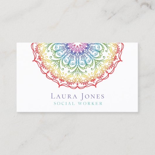 Rainbow Ombre Gradation Mandala Dames Stylist Visitekaartje (Voorkant)