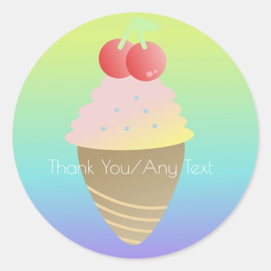Rainbow Ombre Ice Cream Cone Ronde Sticker (Voorkant)