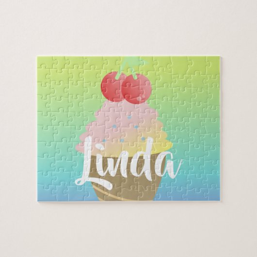 Rainbow Ombre Ice Cream Girl Name Legpuzzel (Horizontaal)