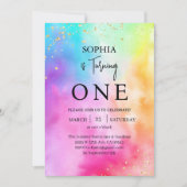 Rainbow Ombre Kleurrijke Glitter 1e Verjaardagsfee Kaart (Voorkant)