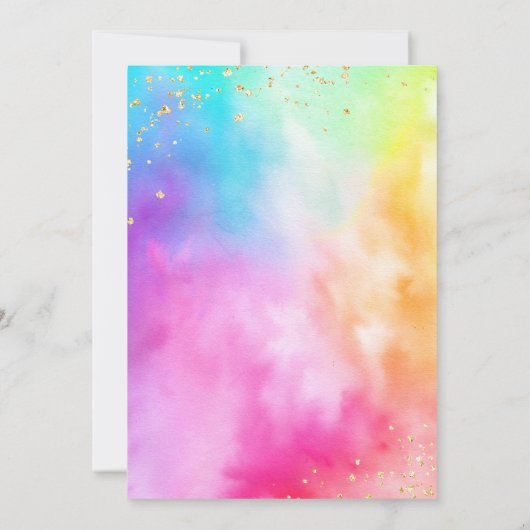 Rainbow Ombre Kleurrijke Glitter 1e Verjaardagsfee Kaart (Achterkant)