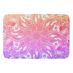 Rainbow ombre leaf mandala badmat