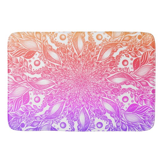 Rainbow ombre leaf mandala badmat (Voorkant)