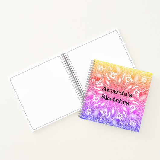 Rainbow ombre leaf mandala notitieboek (Binnen)