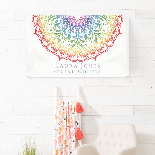 Rainbow Ombre Mandala Dames Pride Conventie Spandoek (Insitu)
