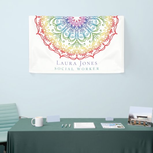 Rainbow Ombre Mandala Dames Pride Conventie Spandoek (Beurs)
