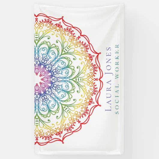 Rainbow Ombre Mandala Dames Pride Conventie Spandoek (Verticaal)