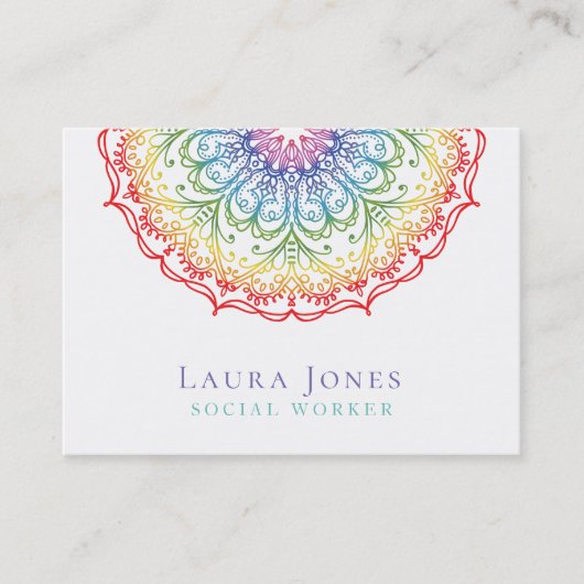 Rainbow Ombre Mandala Dames Pride Hair Stylist Visitekaartje (Voorkant)