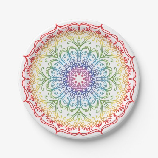 Rainbow Ombre Mandala  Papieren Bordje (Voorkant)