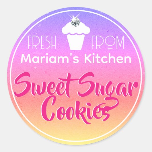 Rainbow Ombre Pastel Rhinestone Cake Pastry Label (Voorkant)