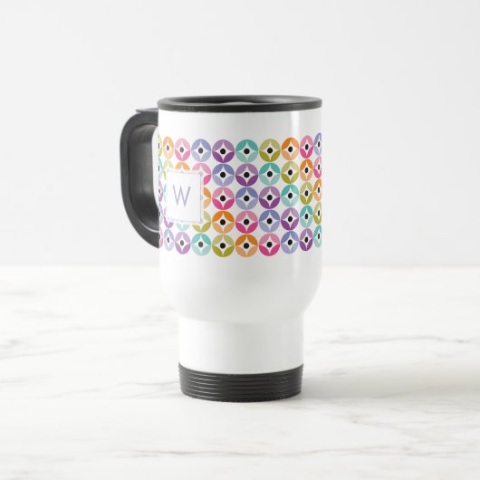 Rainbow Ombre Polka Dot Quilt Pattern Reisbeker (Voorkant links)