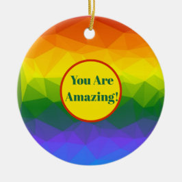 Rainbow Ombre Polygon Keramisch Ornament