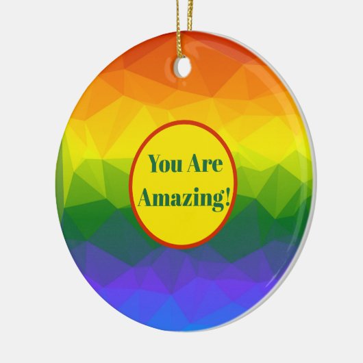 Rainbow Ombre Polygon Keramisch Ornament (Links)