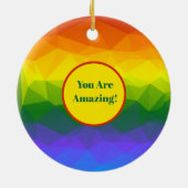 Rainbow Ombre Polygon Keramisch Ornament (Achterkant)